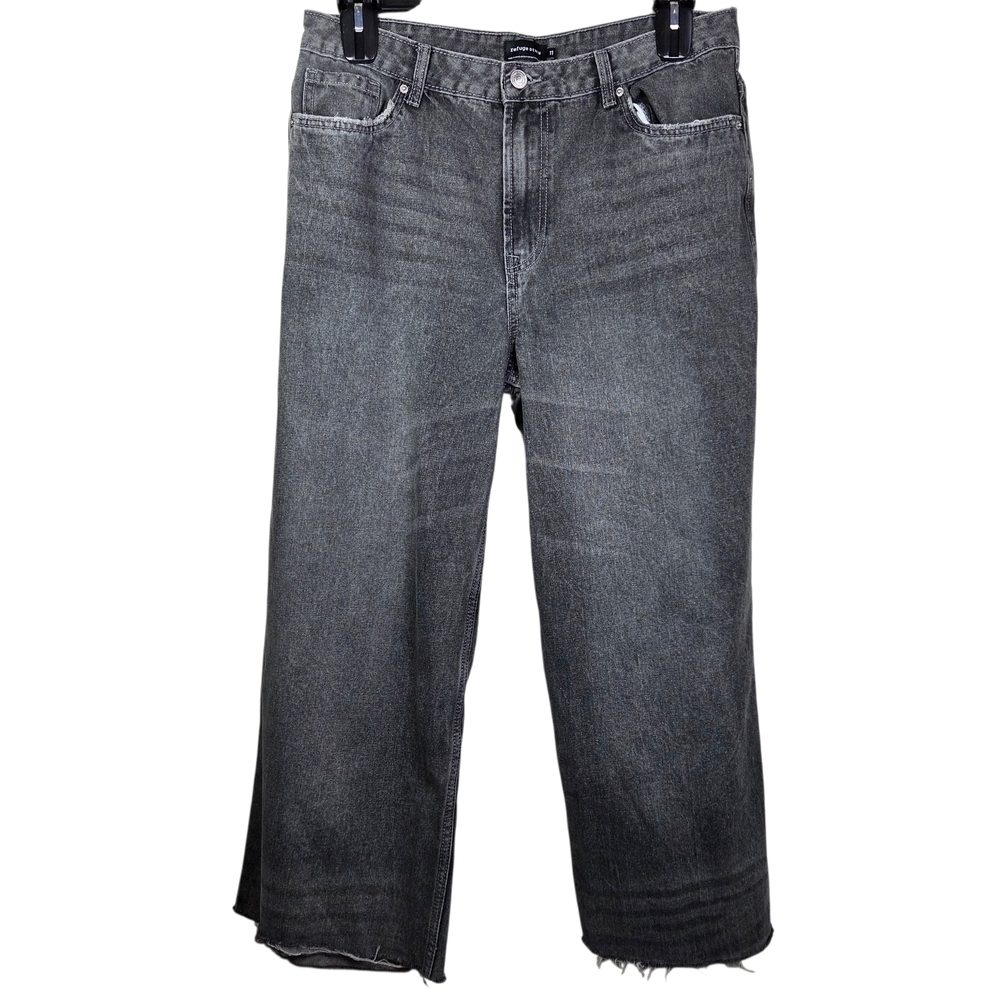 Refuge Women's Black High Waisted  Flare Jeans With Raw Hem Size 11